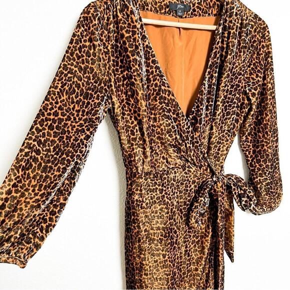 J Crew Leopard Print velvet wrap dress size 2 - Picture 4 of 9
